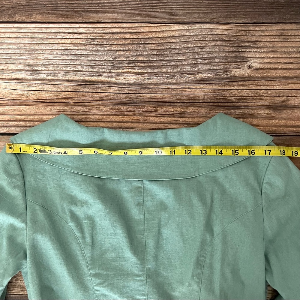 Vintage Linen Suit Mint Green Size 8 - Picture 6 of 13